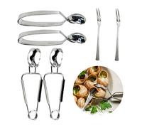 DOERDO 6PCS Stainless Steel Escargot Snail Tongs with Forks, Kitchen Cooking Tool for Kitchen Cooking and Restaurant Serving, 6Inch