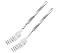 DOERDO DD 2pcs Stainless Steel Extendable Fork | Adjustable BBQ Telescopic, Dinner Fruit Dessert, Long Handle, 8.6~25.2 inches