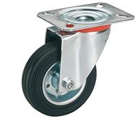 Dörner + Helmer 711142 Solid Rubber Castor with Roller Bearing 80 x 25 mm/Plate 100 x 85 mm Multi-Coloured 80 x 25 mm