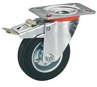 Dörner + Helmer 712172 Solid Rubber Fixed Castor Wheel with Roller Bearings 125 x 37 mm/Panel 100 x 85 mm