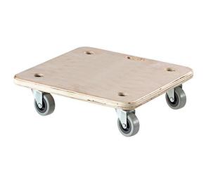 Dörner + Helmer Transport Roller, Stable, Soft mini (Roller Board, Transport aid, Load Capacity max. 200 kg, 4 Rubber Wheels, 50 mm, Furniture Roller) 290624 Wood, Rectangular