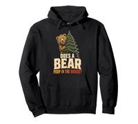 Does A Bear Poop In The Woods Funny Hiking Hiker Gift Retro Pullover Hoodie
