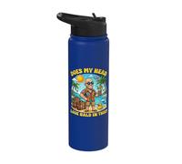 Does My Head Look Bald in This Funny Vacation Dad Joke Stainless Steel Insulated Water Bottle