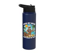 Does My Head Look Bald in This Funny Vacation Dad Joke Stainless Steel Insulated Water Bottle