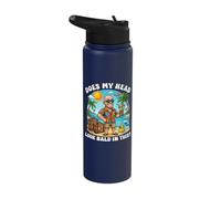 Does My Head Look Bald in This Funny Vacation Dad Joke Stainless Steel Insulated Water Bottle