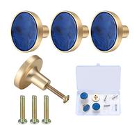 Does not apply 4 Pcs Cabinets Drawer Wardrobe Door Knobs, Round Mushroom Cupboards Dressers Kitchen Bathroom Pull Handles Knobs - Blue & Gold