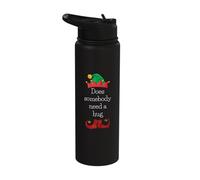 Does Somebody Need a Hug Cute Elf Christmas Holidays Funny Stainless Steel Insulated Water Bottle