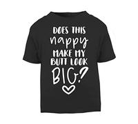 Does This Nappy Make My Bum Look Big [BBY6] Short Sleeve Cotton Toddler t Shirt, 3-4 Years, Black