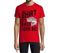 Does This Shirt Make My Bass Look Big Funny Fishing Crew Neck Cotton Men's T-Shirt Red Large