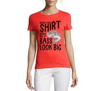 Does This Shirt Make My Bass Look Big Funny Fishing Crew Neck Cotton Women's T-Shirt Red X-Large