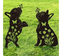 Doesen French Bulldog Garden Decor Yard Art Garden Stake Frenchie Gifts | Rust-proof Metal French Bulldog Yard Decor Frenchie Garden Decor, Charming French Bulldog Gifts Outdoor Decor for Dog Lovers