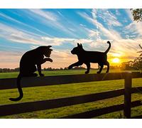 Doesen Halloween Metal Cat Fence Decorations, Unique Cat Gifts for Women/Men, Black Cats Silhouettes Garden Art, Yard Decor, Outside, Patio, Outdoor Decor, Kitty Yard Art Outdoor Garden Decorations