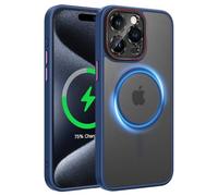 Doeshine for iPhone 15 Pro Max Case with Mag Safe [Strong Magnetic], Built-in Camera Protection, Clear Frosted Soft Slim Rubber Shatterproof Case, Military Grade Shockproof Cover (Blue)