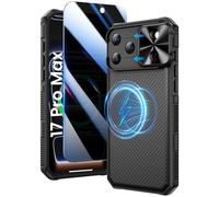 Doeshine for iPhone 17 Pro Max Case with Privacy Screen Protector and Slide Camera Cover, Military-Grade Drop Protection Rugged Hard Magnetic Phone Case Cover for iPhone 17 Pro Max 5G 2025 (Black)