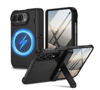 Doeshine for iPhone Duo Case with Kickstand, Black | Front Screen Protector & Hinge Protection, Wireless Charging Compatible, Hard Shockproof Protective iPhone Duo Cover