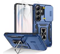 Doeshine for Samsung Galaxy S26 Ultra Case with 2 Pack Screen Protector, 360° Rotate Ring Stand, Slide Camera Cover, Heavy Duty Shockproof Protection Hard Case for Samsung Galaxy S26 Ultra (Navy)