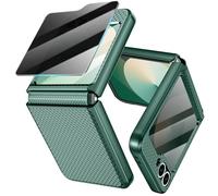 Doeshine for Samsung Galaxy Z Flip 6/7 FE Case with Back Privacy Screen Protector & Hinge Protection, Slim Fit Stylish Texture Hard Shockproof Protective Cover for Galaxy Z Flip 6 (Green)