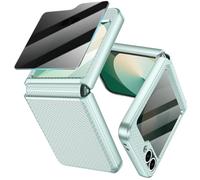 Doeshine for Samsung Galaxy Z Flip 6/7 FE Case with Back Privacy Screen Protector & Hinge Protection, Slim Fit Stylish Texture Hard Shockproof Protective Cover for Galaxy Z Flip 6 (Mint Green)