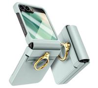 Doeshine for Samsung Galaxy Z Flip 6 Case with Ring Kickstand, Back Screen Protector & Hinge Protection, Smooth Texture Slim Shockproof Protective Cover for Samsung Galaxy Z Flip 6 (Mint Green)