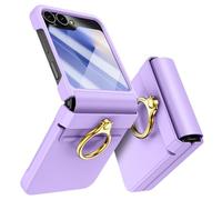 Doeshine for Samsung Galaxy Z Flip 6 Case with Ring Kickstand, Back Screen Protector & Hinge Protection, Smooth Texture Slim Shockproof Protective Cover for Samsung Galaxy Z Flip 6 (Purple)