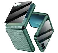 Doeshine for Samsung Galaxy Z Flip 7 Case [Not for Flip 7 FE] with Back Privacy Screen Protector & Hinge Protection, Slim Fit Stylish Texture Hard Shockproof Protective Cover (Green)