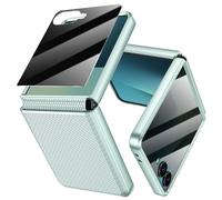 Doeshine for Samsung Galaxy Z Flip 7 Case [Not for Flip 7 FE] with Back Privacy Screen Protector & Hinge Protection, Slim Fit Stylish Texture Hard Shockproof Protective Cover (Mint Green)