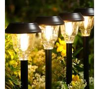 DOESLAG Solar Lights Outdoor Waterproof, 6 Pack Metal Glass Solar Pathway Lights Outdoor, Bright LED Outdoor Solar Lights for Yard Garden Path Walkway