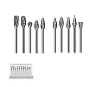 DOETYD 10 PCS Tungsten Carbide Double Cut Rotary Burrs Set, 1/8 inches Shank FitsCarbide Deburring Tool for Grinder Drill, DIY Woodworking Carving, Metal Polishing, Engraving and Drilling