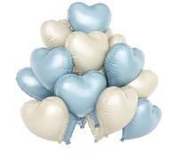 DOETYD 10Pcs 18 Inch Foil Heart Balloons for Party Decorations, Romantic Celebrations, Weddings, Engagements, Birthdays and Baby Showers, Elegant Baby Pink Balloons for Festive Events (Blue/White)