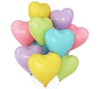 DOETYD 10Pcs 18 Inch Foil Heart Balloons for Party Decorations, Romantic Celebrations, Weddings, Engagements, Birthdays and Baby Showers, Elegant Baby Pink Balloons for Festive Events (Rainbow)