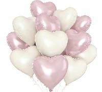 DOETYD 10Pcs 18 Inch Foil Heart Balloons for Party Decorations, Romantic Celebrations, Weddings, Engagements, Birthdays and Baby Showers, Elegant Baby Pink Balloons for Festive Events (Pink/White)