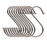 DOETYD 10pcs S Hooks, S Shaped Hanging Hooks，Stainless Steel Hooks for Kitchen Utensils, Pans, Office Supplies, Hooks for Kitchen, Bathroom, Bedroom, Living Room and Office(3.93 inches,Silver)