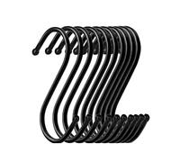 DOETYD 10pcs S Hooks, S Shaped Hanging Hooks，Stainless Steel Hooks for Kitchen Utensils, Pans, Office Supplies, Hooks for Kitchen, Bathroom, Bedroom, Living Room and Office(5.11 inches,Black)