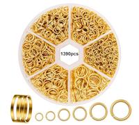 DOETYD 1390 Pcs Jump Rings Boxed Gold Round Hoops Metal Ring for Jewelry Making DIY Craft Making Such as Bracelet Pendant Necklace Earring