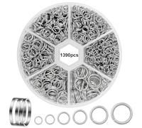 DOETYD 1390 Pcs Jump Rings Boxed Silver Round Hoops Metal Ring for Jewelry Making DIY Craft Making Such as Bracelet Pendant Necklace Earring