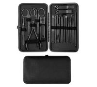 DOETYD 18 in 1 Manicure Set Professional Nail Clippers Scissors Stainless Steel Nail Care Tool Eyebrow Grooming Kit Portable Travel Pedicure Kit with Luxurious Leather Case for Men & Women, Black