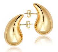 DOETYD 18K Hypoallergenic Gold Plated Earrings for Women,Girls and Men,Waterdrop Teardrop Hollow Hoops,Chunky Gold Earrings are Fashion Jewelry Gift