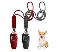 DOETYD 2-in-1 Dog Whistle with Clicker for Recall, Bark Control Training with Braided Lanyard, Loud and Effective Pet Training Equipment (Black+Red 2pcs)
