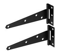 DOETYD 2 Pack 300mm T-Hinge, Heavy Duty Metal Tee Hinges with Weather Resistant Rustproof Coating, Durable Gate Hinges and Door Hinges for Shed, Barn Or External Use (Black)