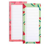 DOETYD 2 Pack Magnetic Shopping List Pad for Fridge 100 Tear Off Sheets Size of 21.4 x 8.8cm Meal List Grocery Notepad Fruit Theme Planner for Weekly Planning (Watermelon + Strawberr)