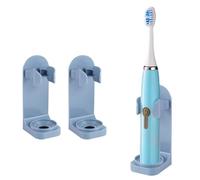DOETYD 2 Packs Toothbrush Holder Electric Toothbrush Holder Wall Mounted Toothbrush Storage with Adhesive Plastic Electric Toothbrush Stand for Bathroom Wall Blue