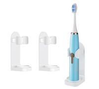 DOETYD 2 Packs Toothbrush Holder Electric Toothbrush Holder Wall Mounted Toothbrush Storage with Adhesive Plastic Electric Toothbrush Stand for Bathroom Wall White
