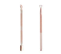 DOETYD 2 PCS Cuticle Pusher Stainless Steel Nail Gel Polish Remover Tool Kit Professional Double Head Nail Pusher Spoon Tool for Fingernails and Toenails Clean or Remove Gel Polish, Rose Gold
