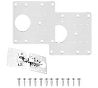 DOETYD 2 PCS Hinge Repair Plate Stainless Steel Door Hinge Repair Brackets Kit with 12 PCS Screws Flat Cabinet Cupboard Hinge Repair Plate for Kitchen Window Door