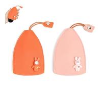 DOETYD 2 PCS PU Leather Car Key Case, Cute Pull Type Key Coverfor Men and Women, PU Key Bag Pull Out Key Sleeve Cartoon Key Organiser for Storing Keys