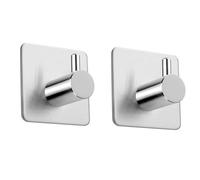 DOETYD 2 PCS Stainless Steel Towel Hooks, Waterproof Self Adhesive Hooks for Coat Bathroom Kitchen Wall Door