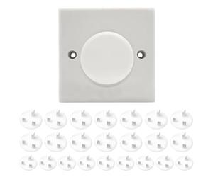 DOETYD 24 Pack Socket Covers for UK Sockets, Child Safety Plug Socket Covers to Protect Babies and Toddlers from Electric Shocks, Easy to Insert, Suitable for Home, Nursery and Travel Use (White)
