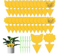 DOETYD 24 PCS Fruit Fly Trap, Yellow Sticky Fly Traps Killer Fungus Gnat Sticky Traps, Double-Sided Fly Catchers for Houseplant Indoor/Outdoor Garden Plants, Fly Paper for Flies Mosquitoes