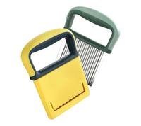 DOETYD 2PCS Crinkle Chip Cutter, Stainless Steel Crinkle Cutter Knife for Potato Chipper, Vegetable Cutter Wave Cutter and Cucumber Slicer (Yellow & Green)
