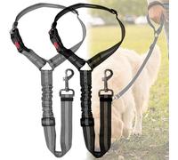 DOETYD 2PCS Dog Car Seat Belt - Adjustable Pet Car Pillow Harness,Cushioned Dog Leash,Nylon Durable Elastic Leash,Restraint Dog Car Safety Leash (Black+Grey)